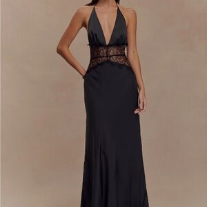 SOLD - MESHKI Dinah Lace And Satin Maxi Dress